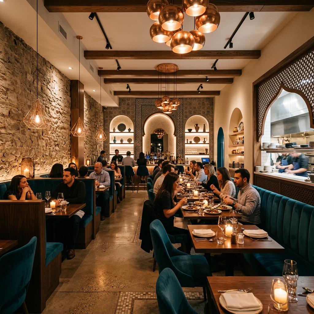 Restaurant dining tables candlelight